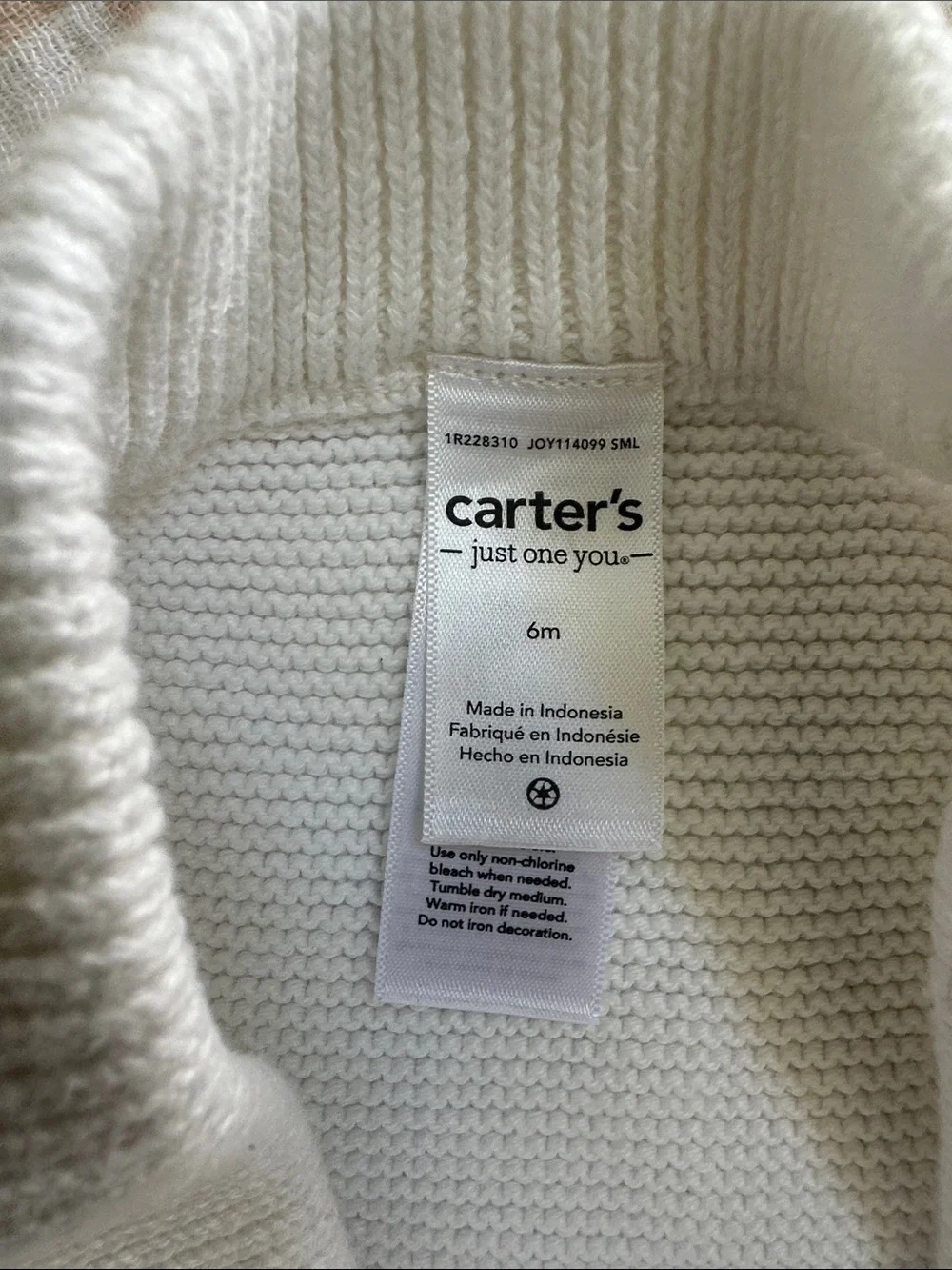 Carter’s Soft White 100% CottonKnit Baby Pants in- Cozy Stretch Waist in Size 6M